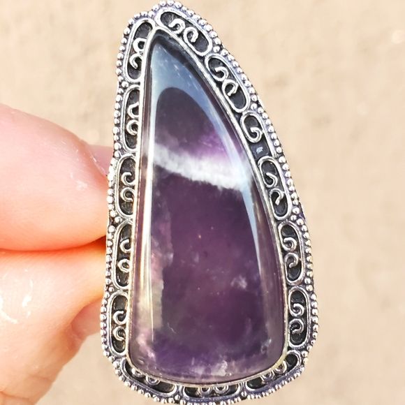 New Chevron Amethyst 925 Silver Ring. - Picture 2 of 15